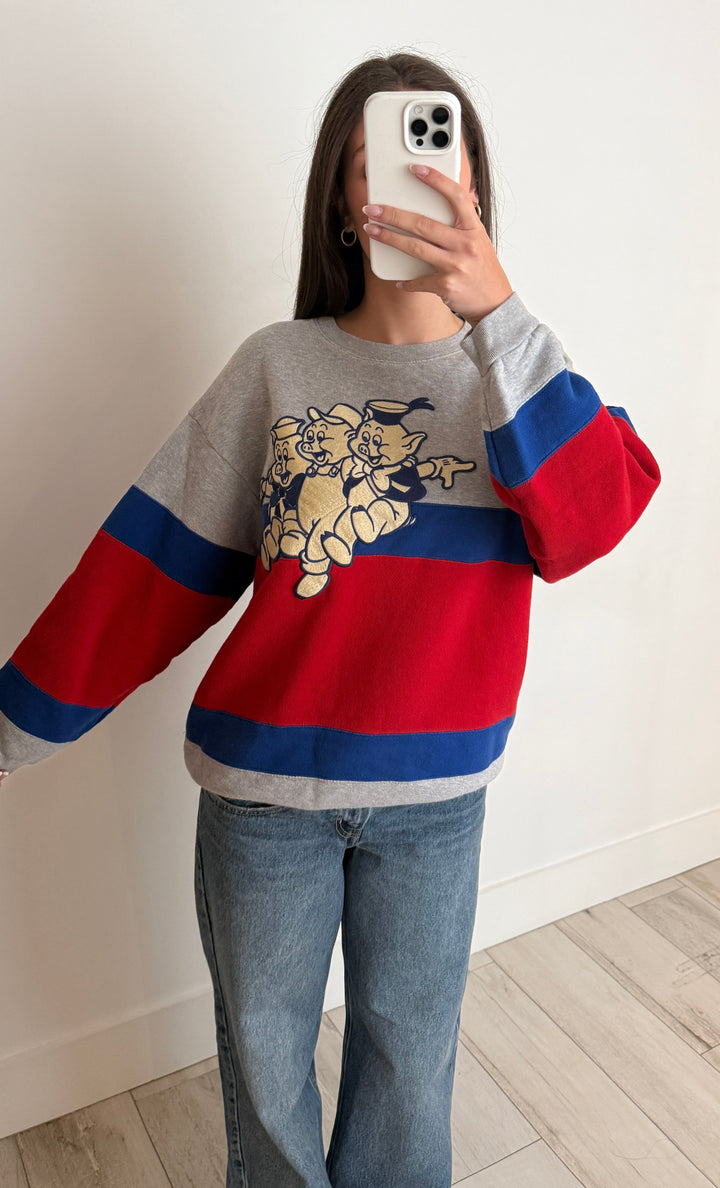 Gucci x Disney Grey, Red, Blue Three Little Pigs Sweater Size M