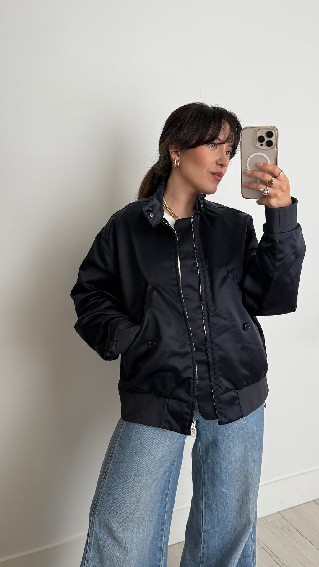Acne Studios Navy Nylon Bomber Jacket Size 50