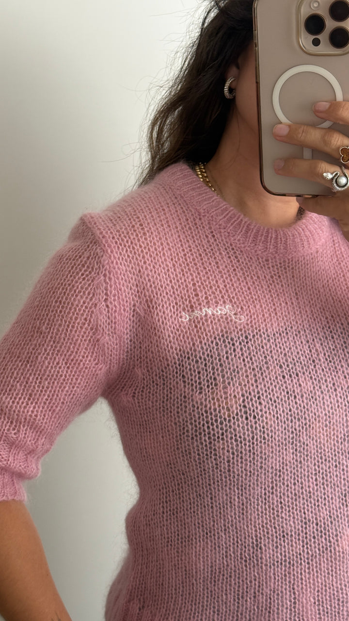Ganni Pink Mohair & Wool Knit Sweater Size S