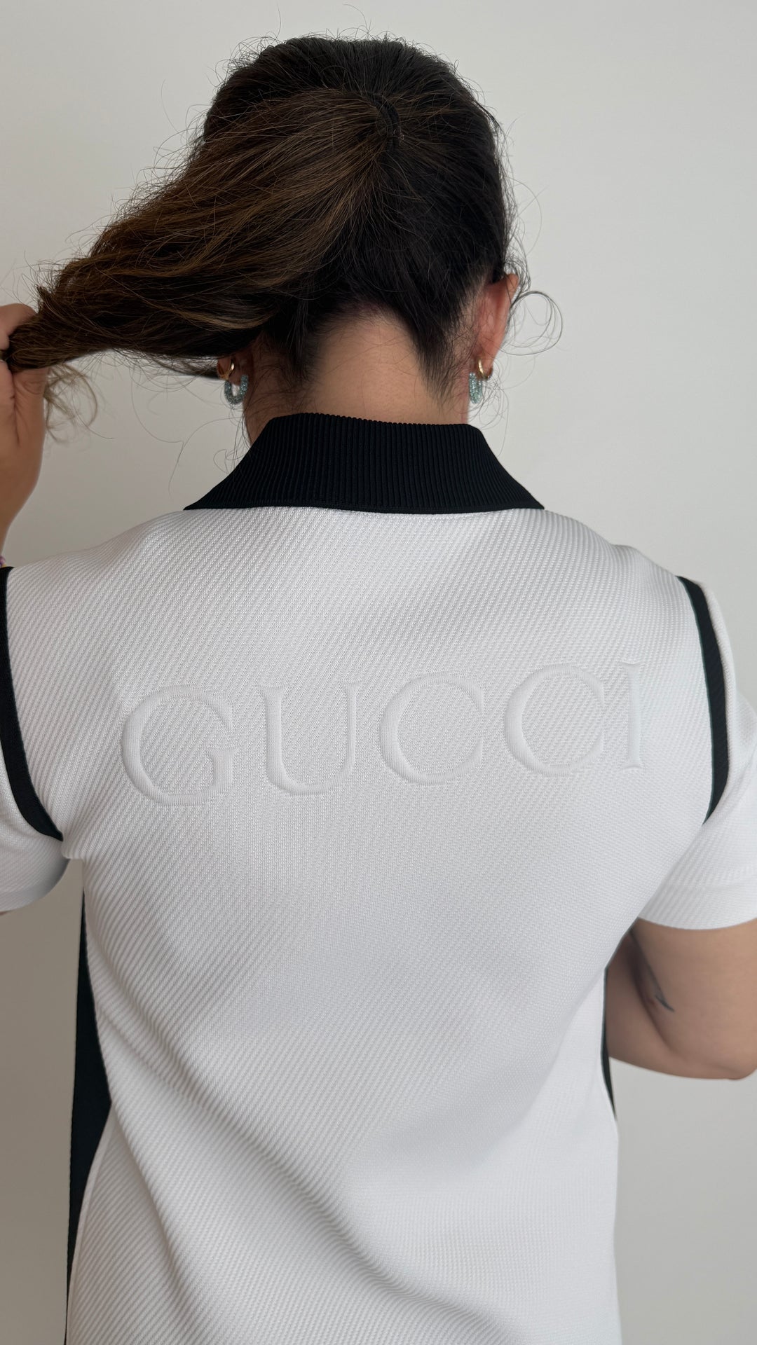 Gucci Black and White Polo Dress with Logo Detail Size XS