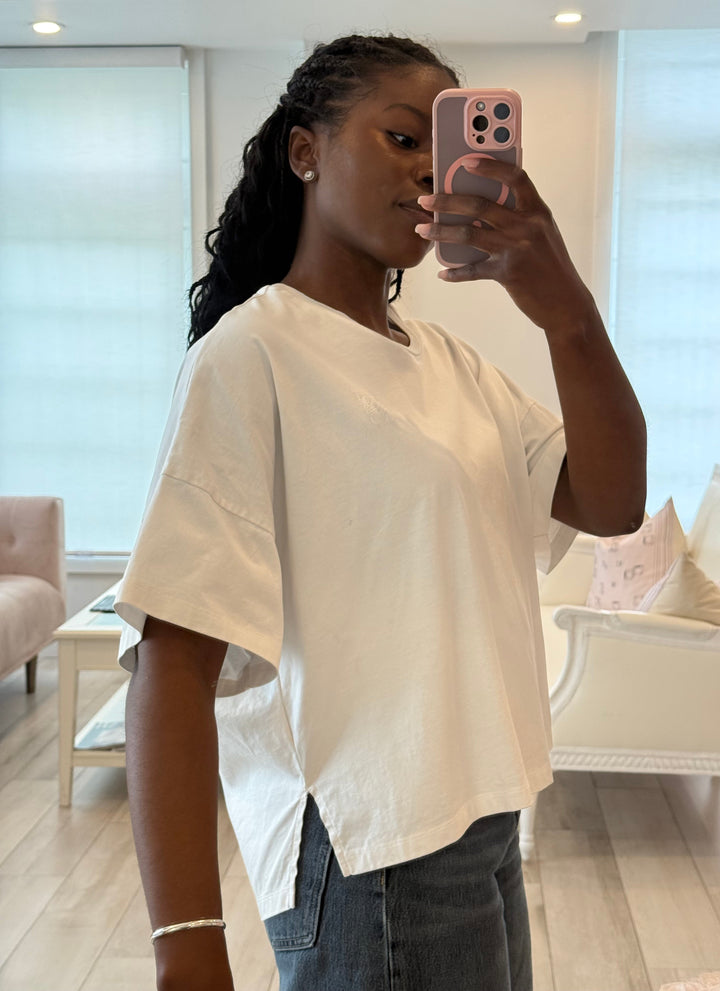 Loewe White Cotton T-Shirt with Anagram Detail Size S