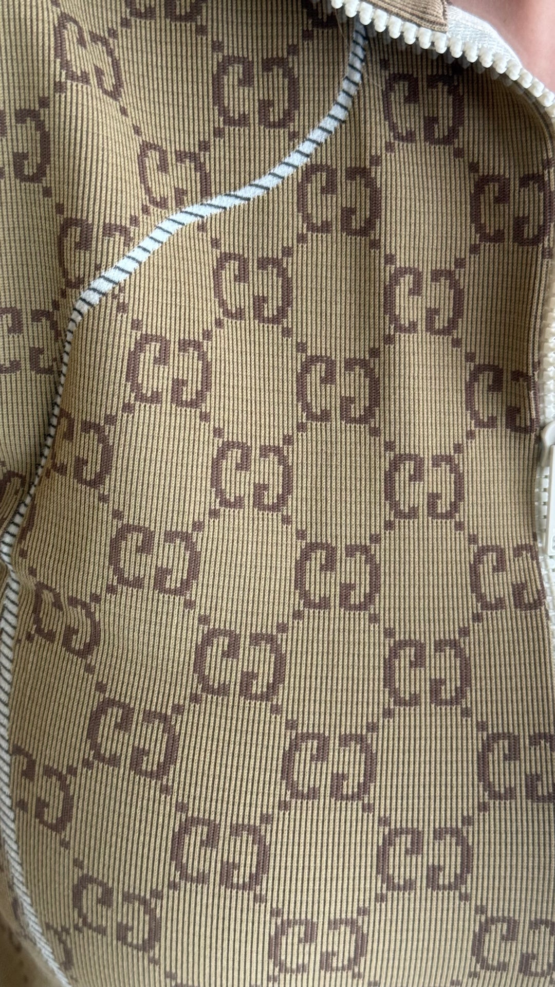 Gucci Beige GG Supreme Jersey Jacquard Dress Size L