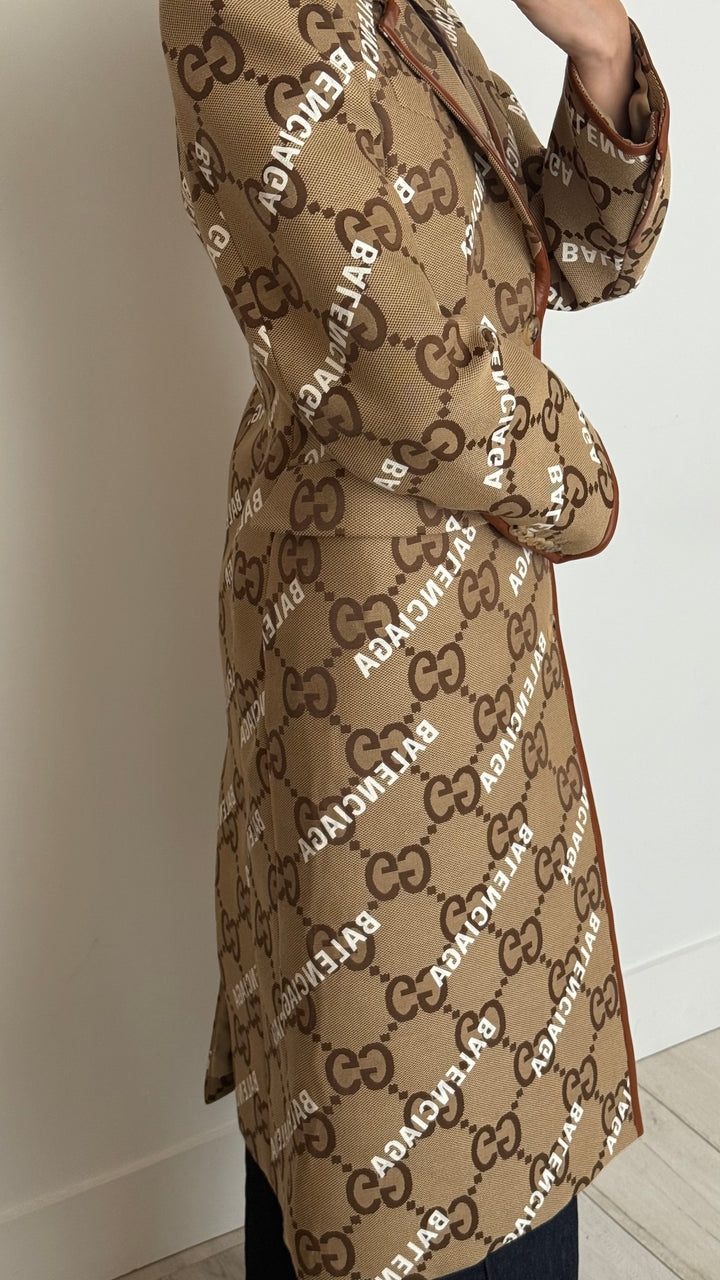 Gucci x Balenciaga Beige Monogram The Hacker Project Coat Size 48