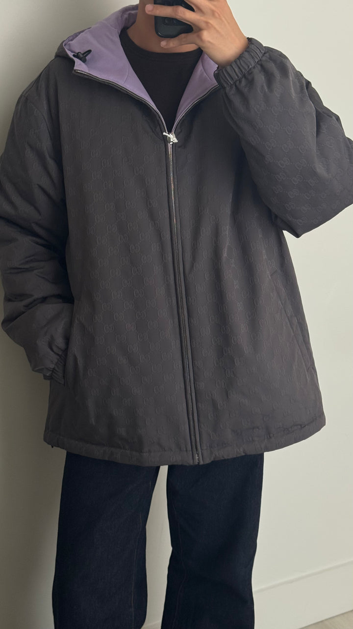 Gucci Lavender & Grey GG Reversible Jacket Size 52