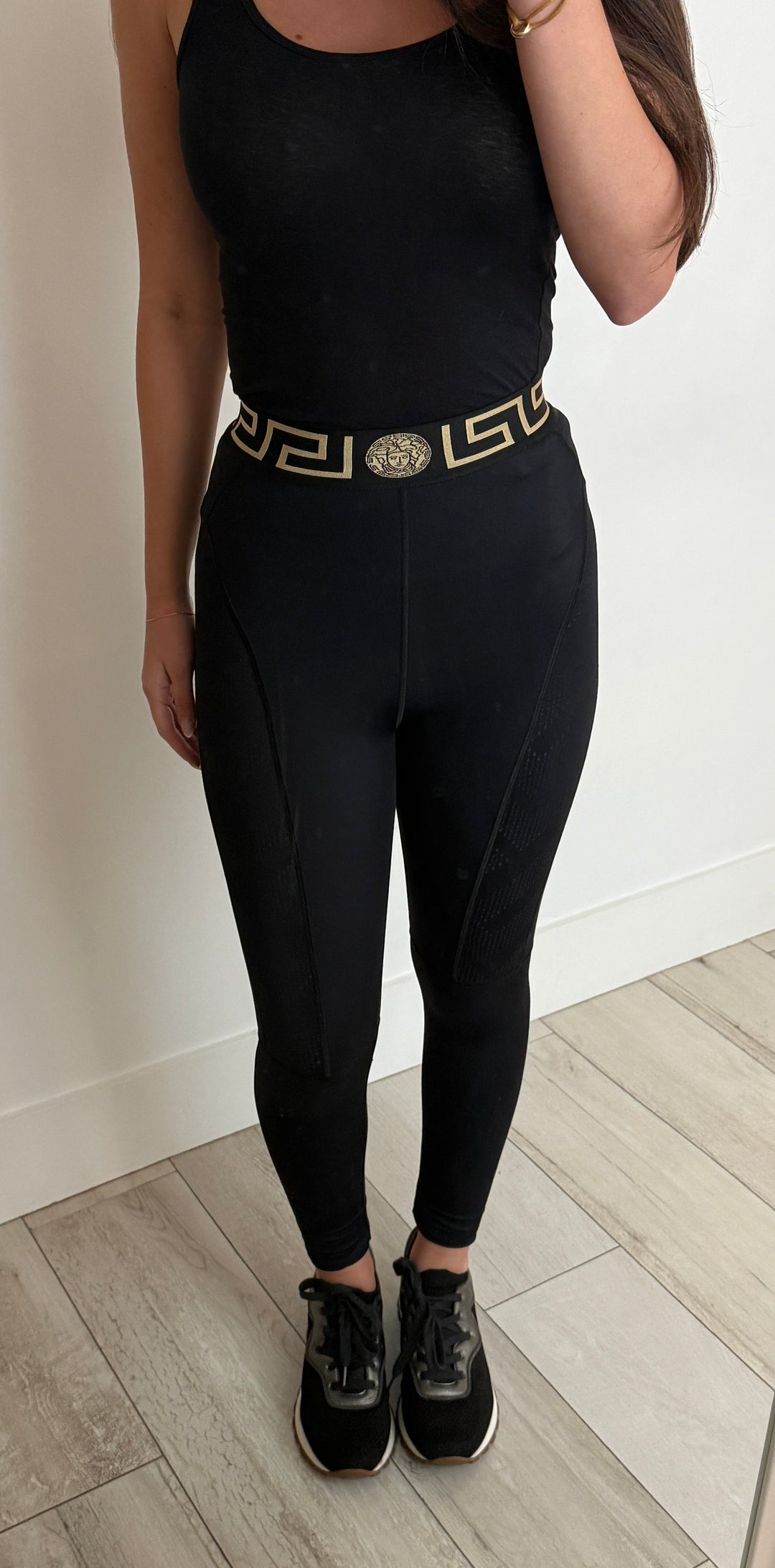 Versace Black Greca Leggings Size XS