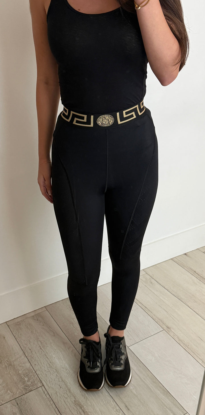 Versace Black Greca Leggings Size XS