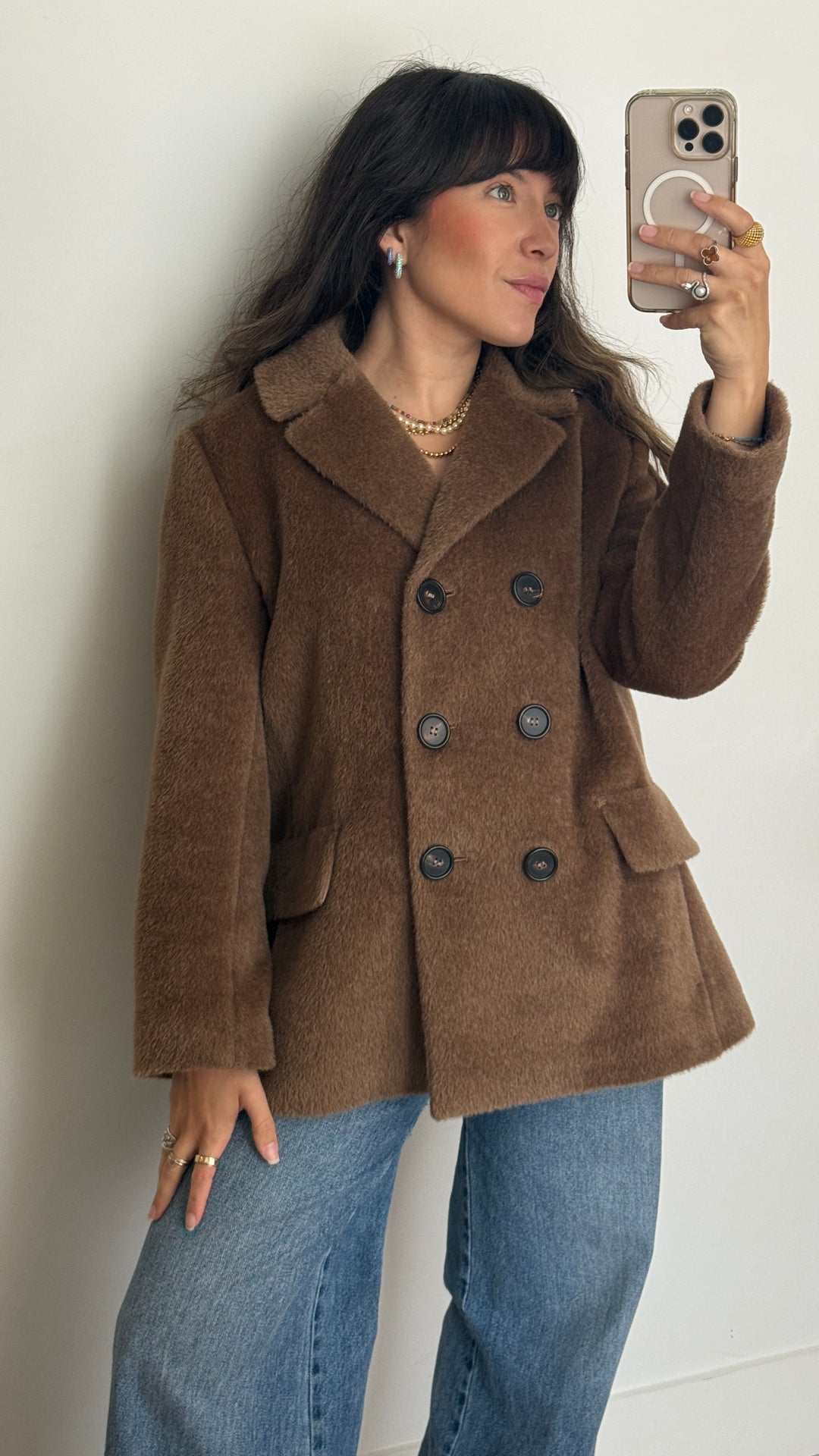 Max Mara Brown Alpaca and Wool Blend Coat Size 40
