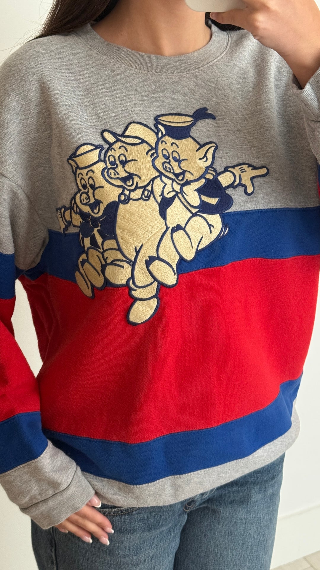 Gucci x Disney Grey, Red, Blue Three Little Pigs Sweater Size M