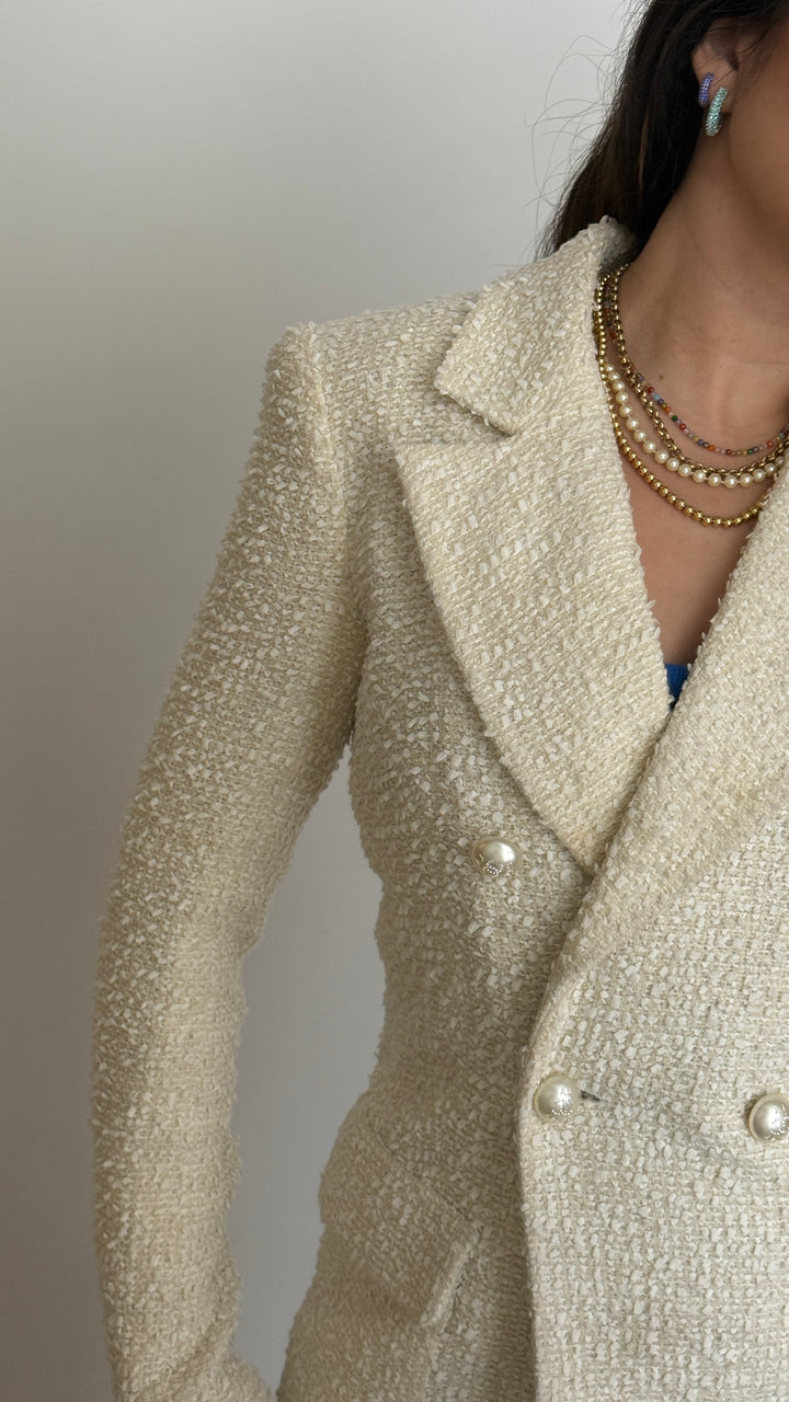 Pre-Loved Chanel™ - Ivory Tweed Blazer Size 34
