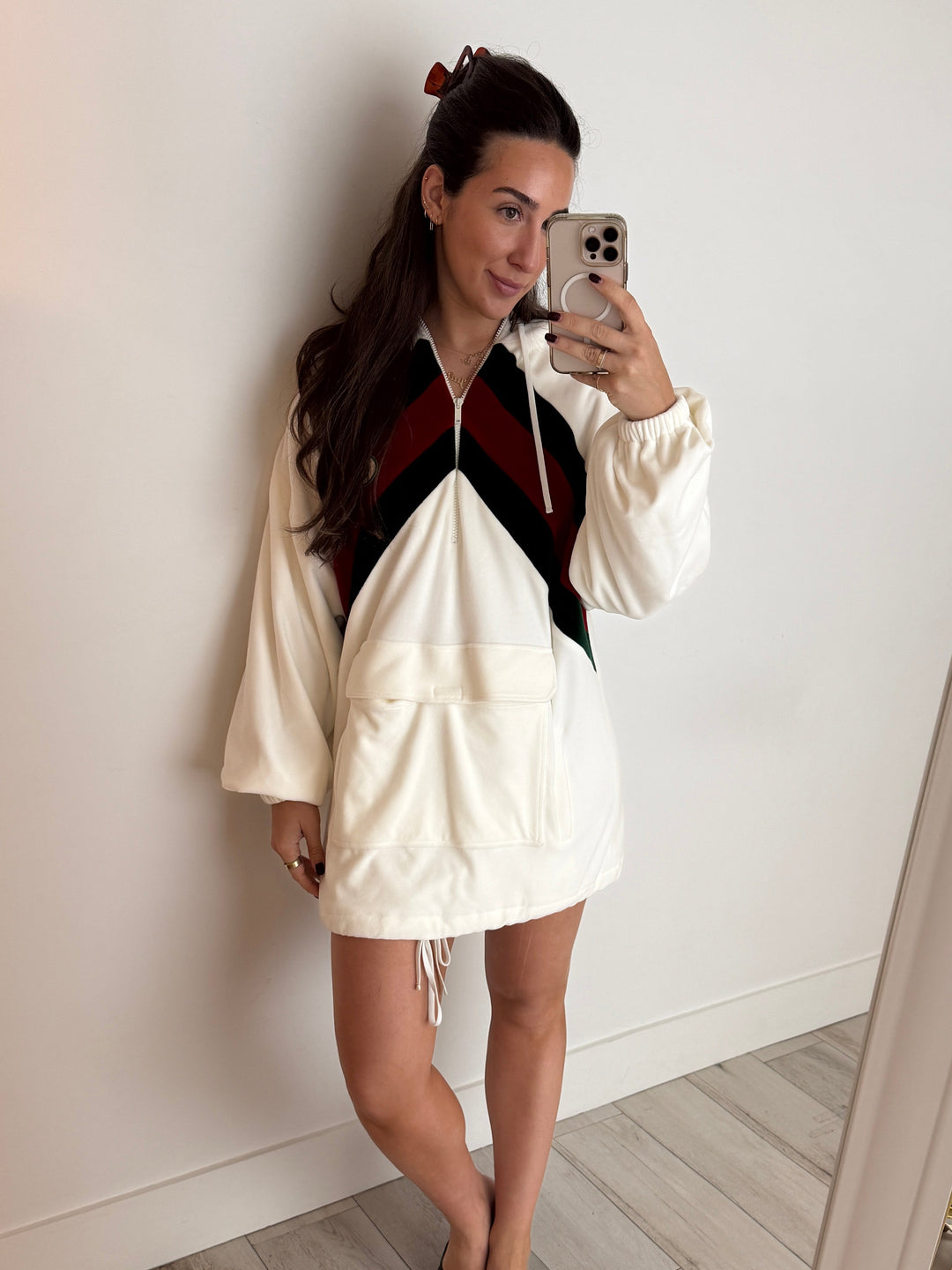 Gucci White Cotton Chenille Track Dress Size S