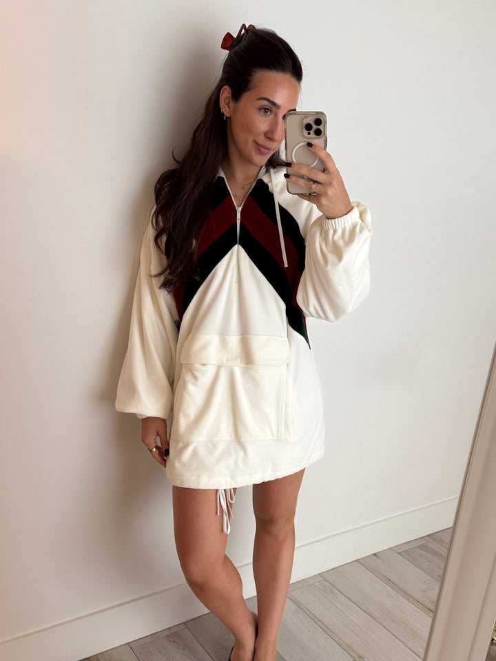 Gucci White Cotton Chenille Track Dress Size S