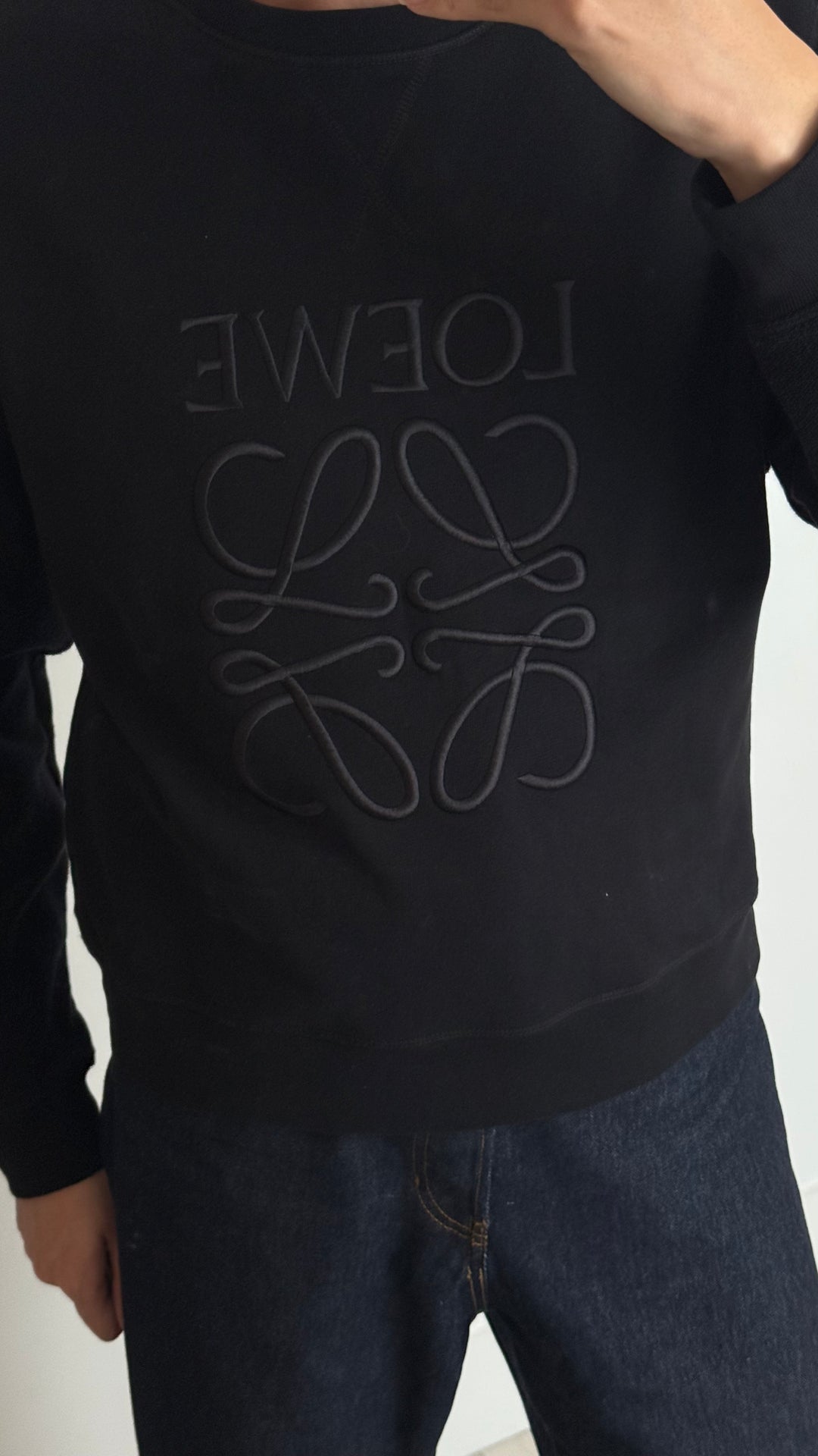 Loewe Black Cotton Anagram Crew Neck Sweater Size M
