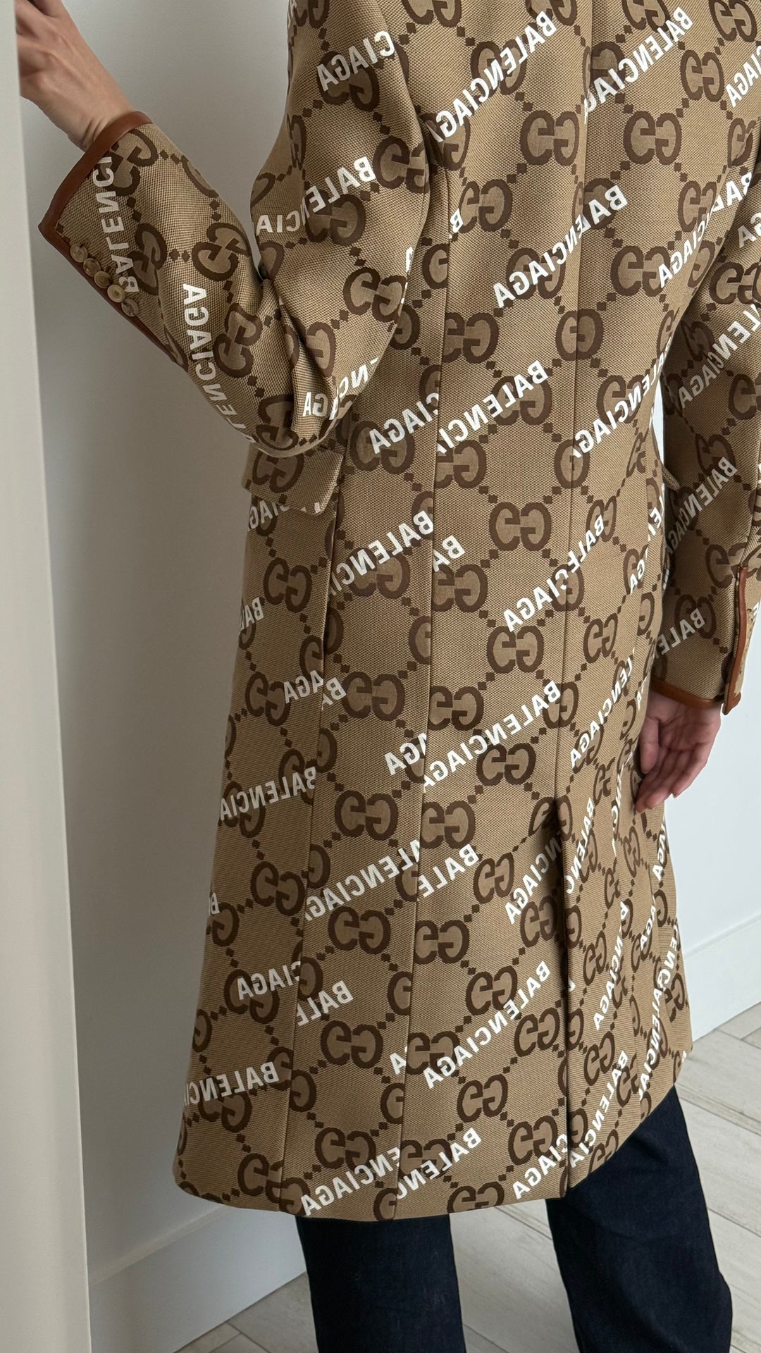 Gucci x Balenciaga Beige Monogram The Hacker Project Coat Size 48