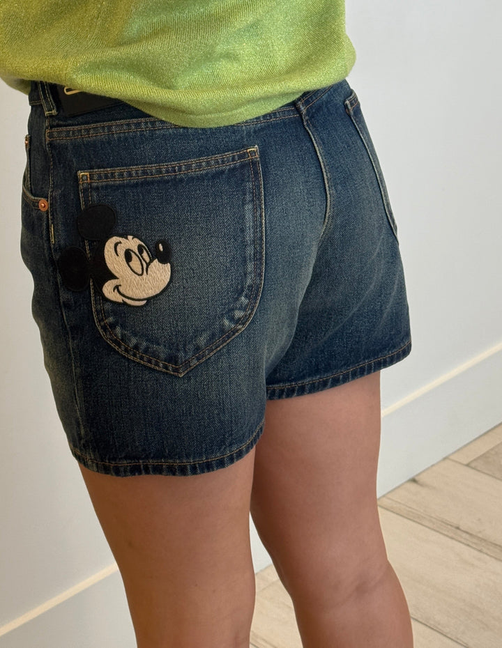 Gucci Blue Denim Shorts with Mickey Mouse Patch Size 32