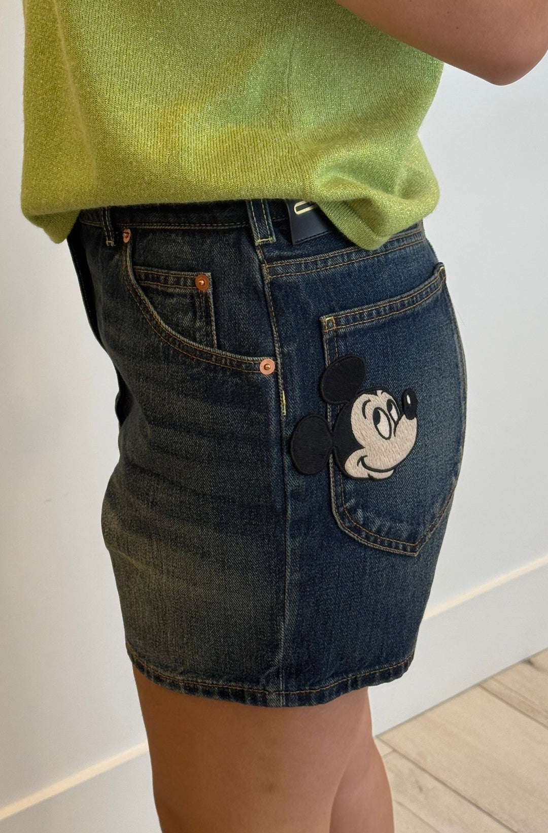 Gucci Blue Denim Shorts with Mickey Mouse Patch Size 32