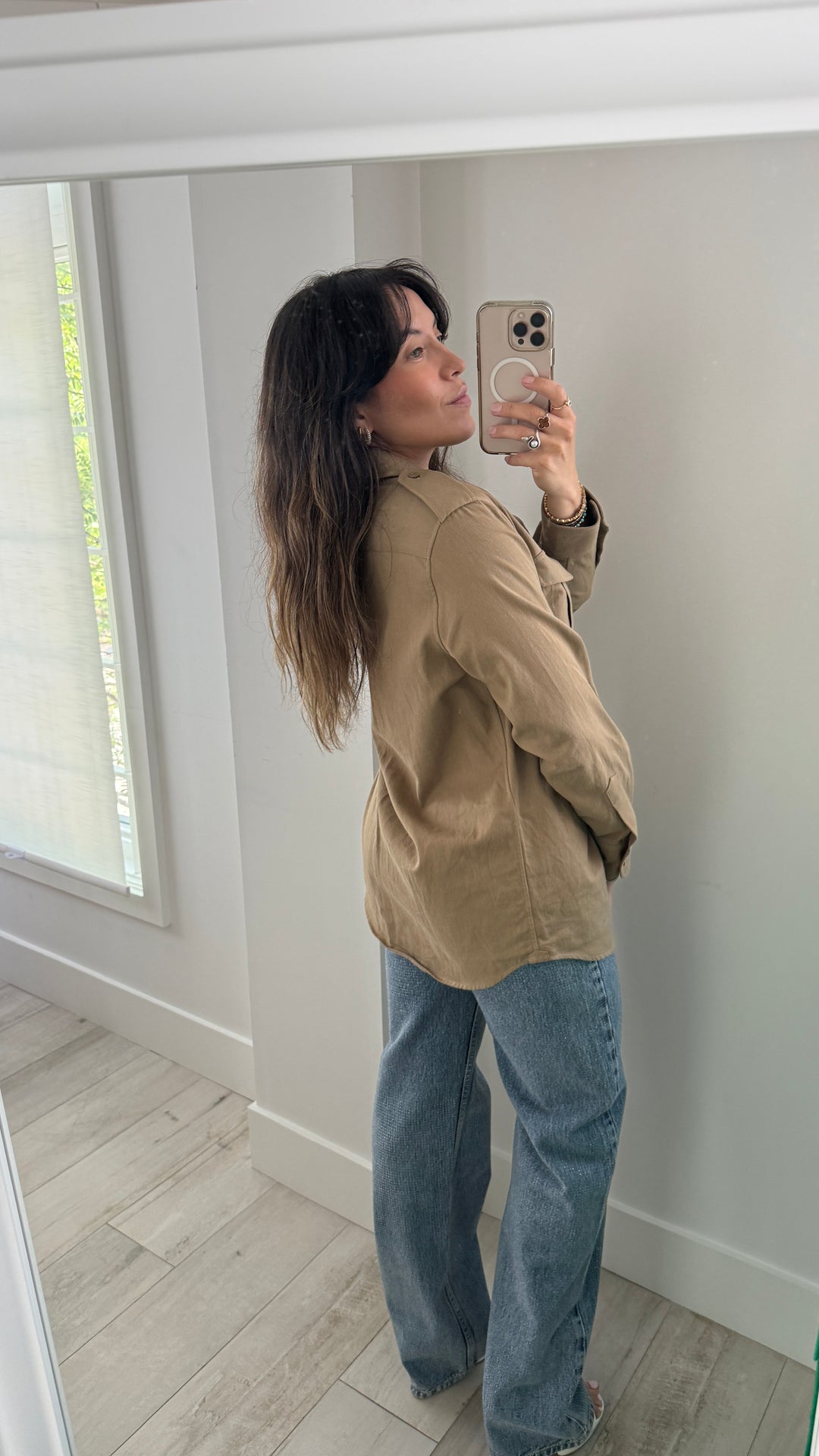 Celine Tan Denim Long Sleeve Button Up Size S