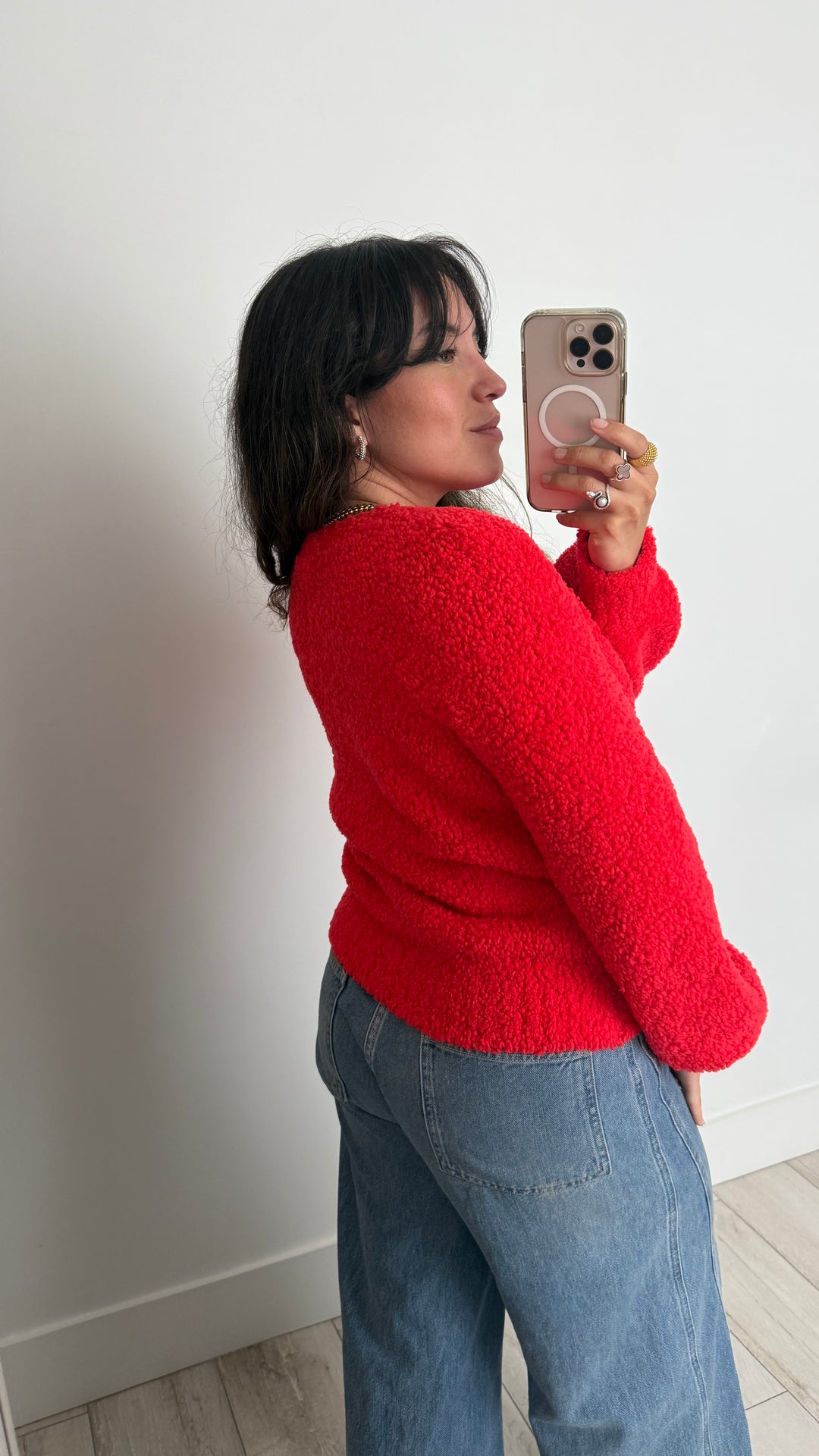 Pre-Loved Chanel™ Red Wool Blend Logo Sweater Size 38