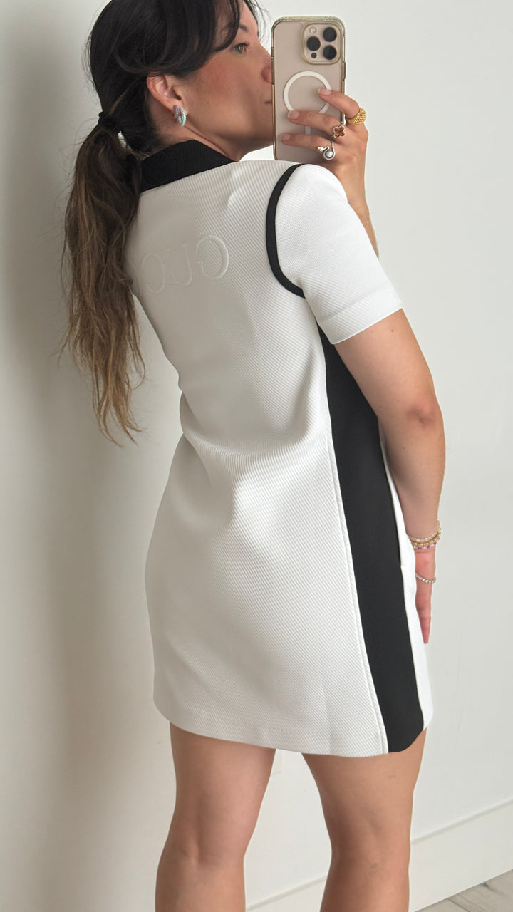 Gucci Black and White Polo Dress with Logo Detail Size XS