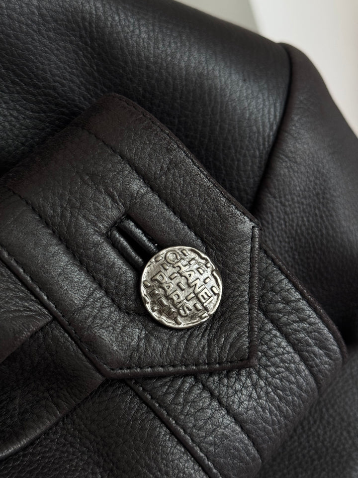 Pre-Loved Chanel™ Black Leather Trench Coat Size 40