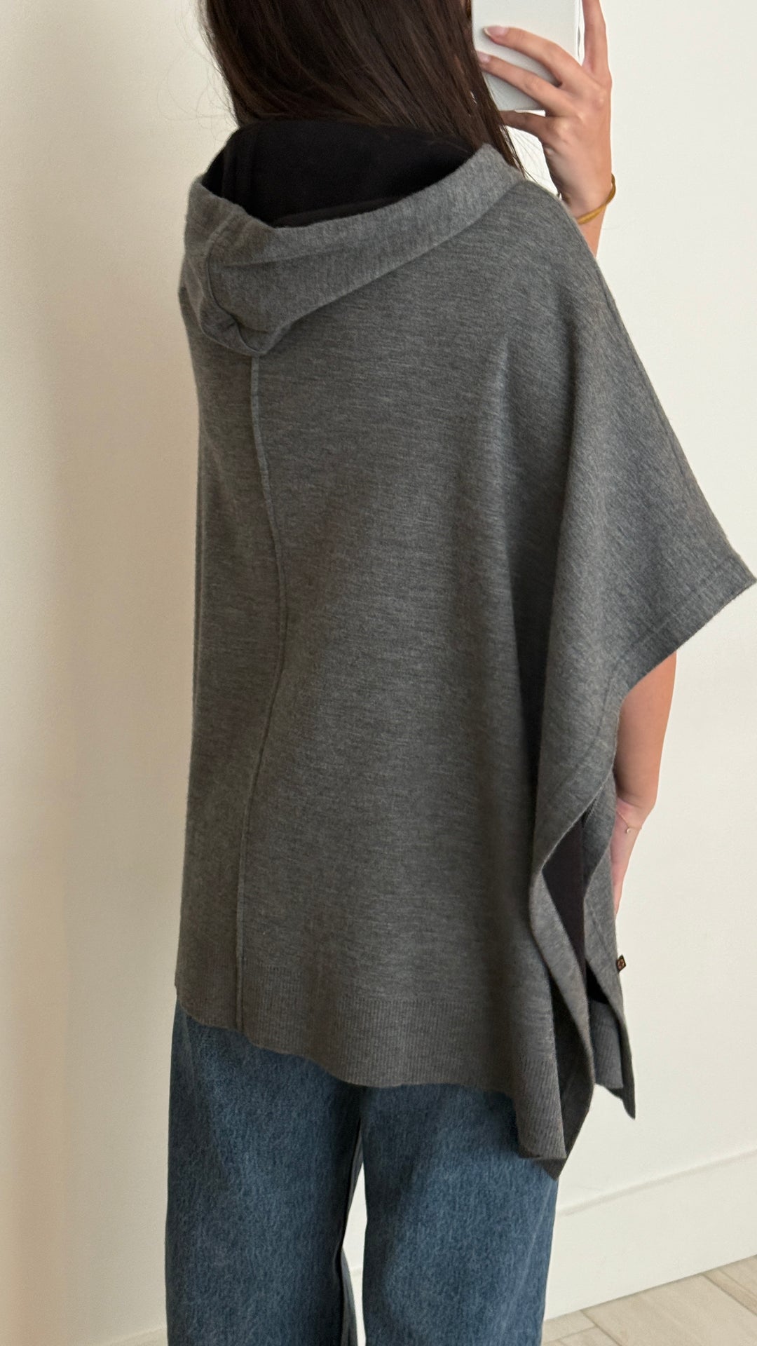 Louis Vuitton Grey Cashmere-Cotton Blend Poncho Size S