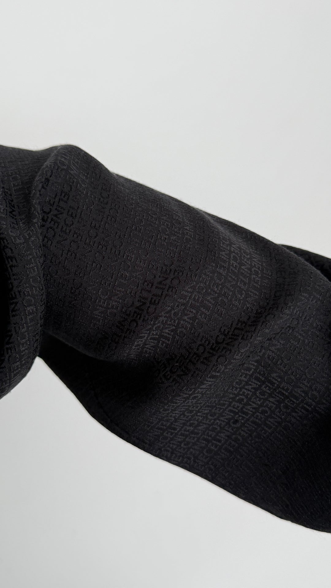 Celine Black Silk Shirt with Logo Print and Necktie Detail Size 38