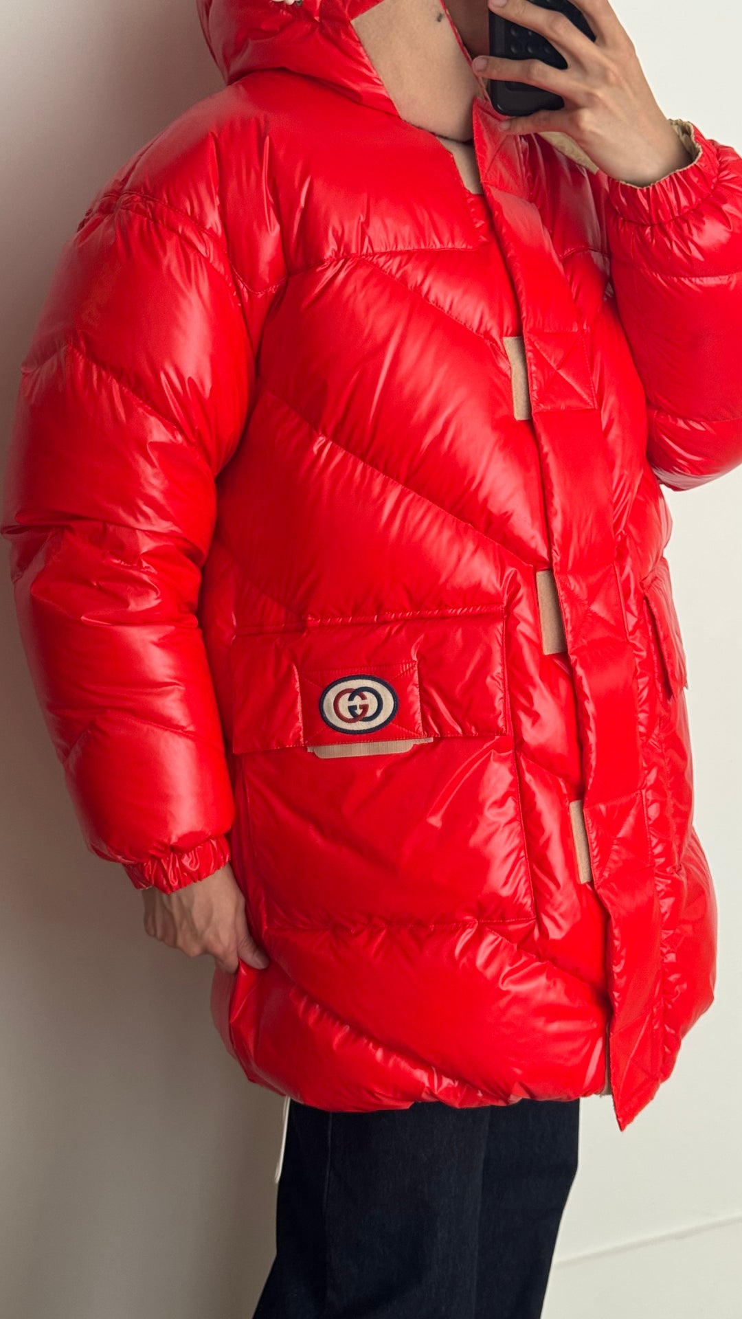 Gucci Beige & Orange Reversible Puffer Jacket Size 42