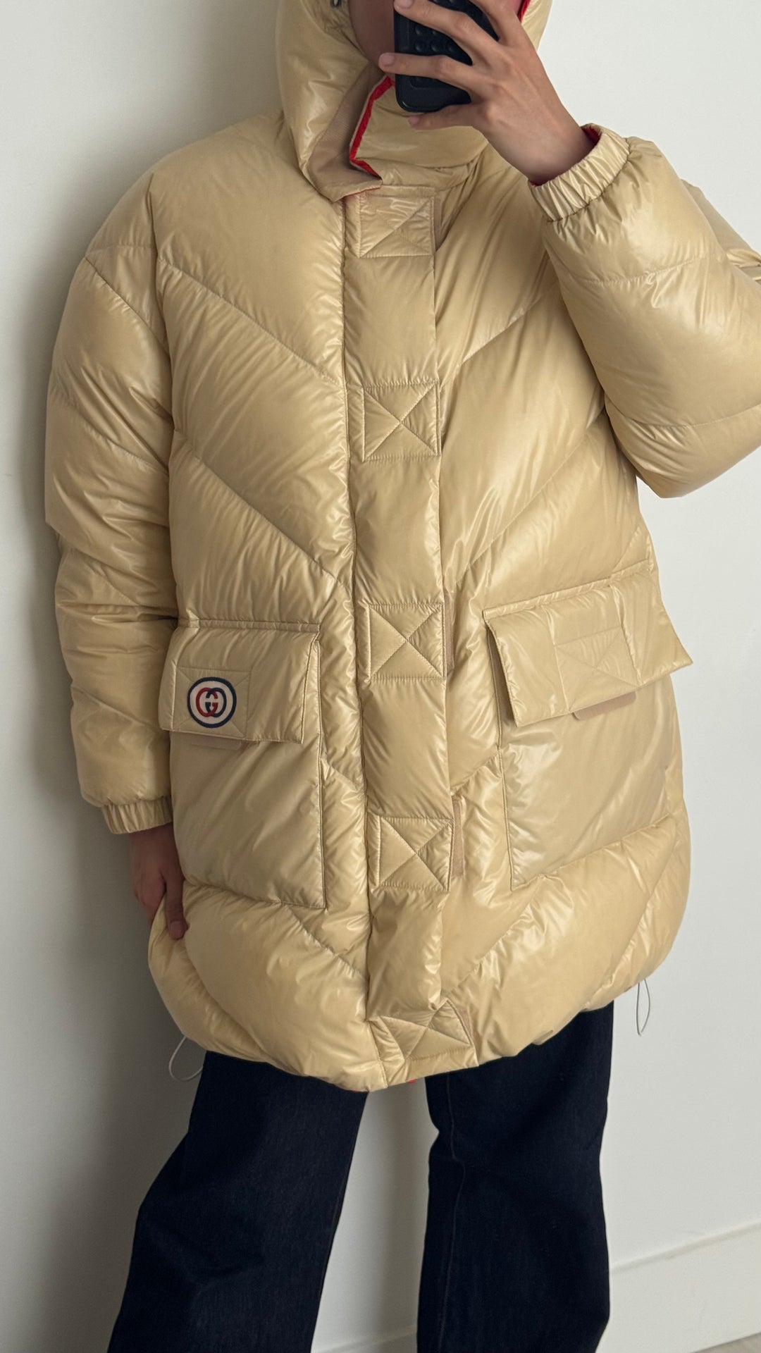 Gucci Beige & Orange Reversible Puffer Jacket Size 42