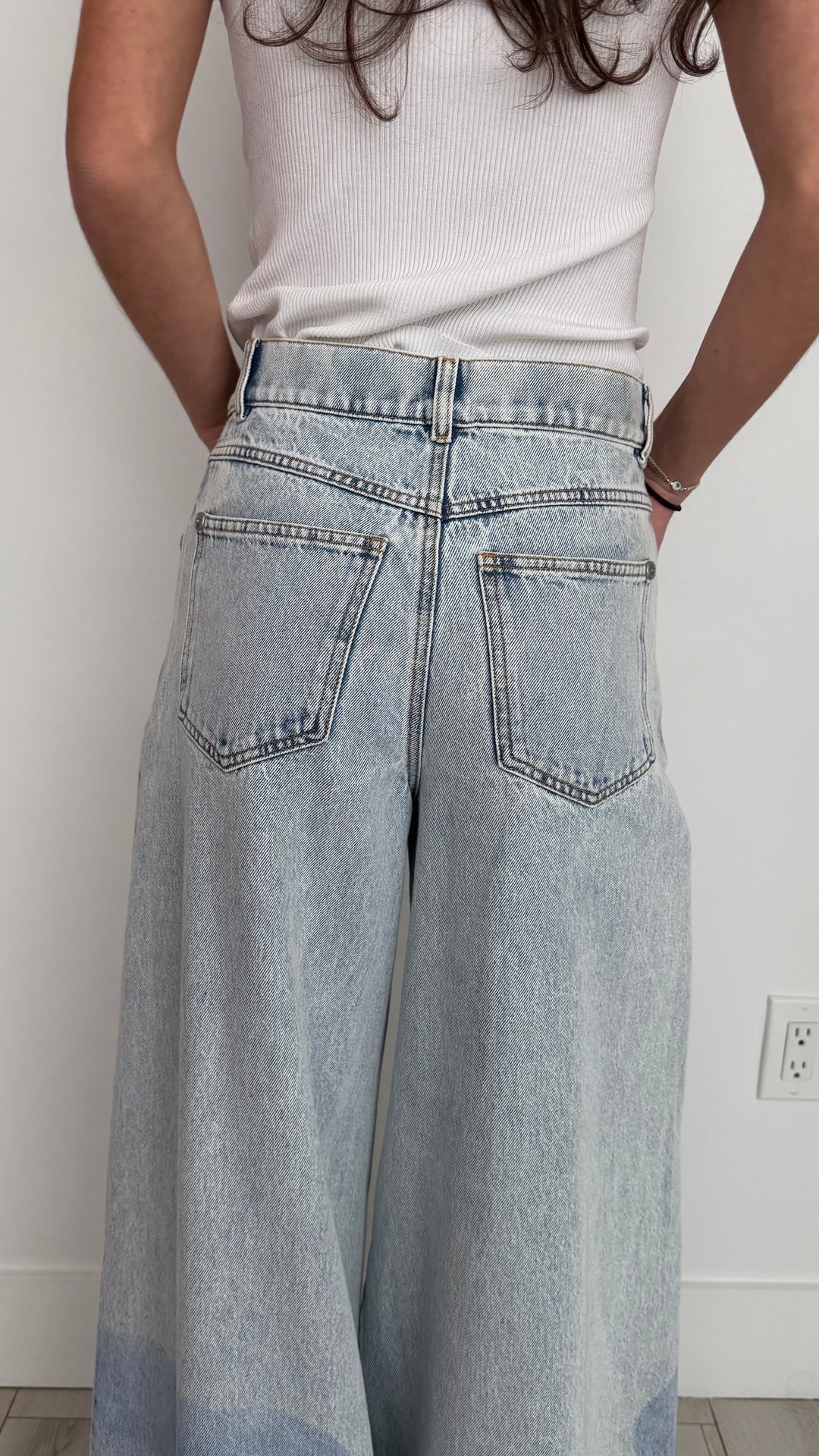 Pre-Loved Chanel™ Light Wash Wide Leg Bambi Motif Jeans Size 34