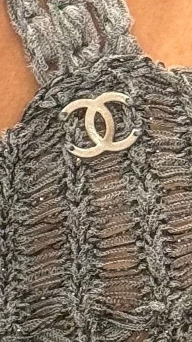 Pre-Loved Chanel™ Grey Knit Fringe Camisole Top & Overlay Size 40