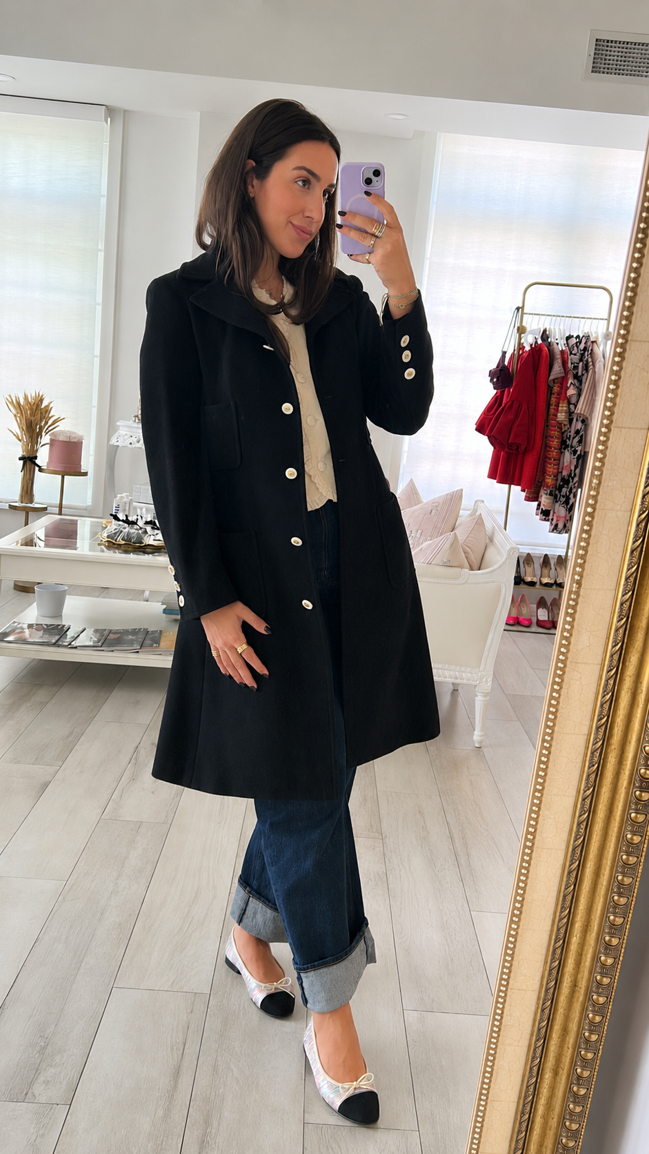 Pre-Loved Chanel™ Black Cashmere Mid-Length Coat Size 40