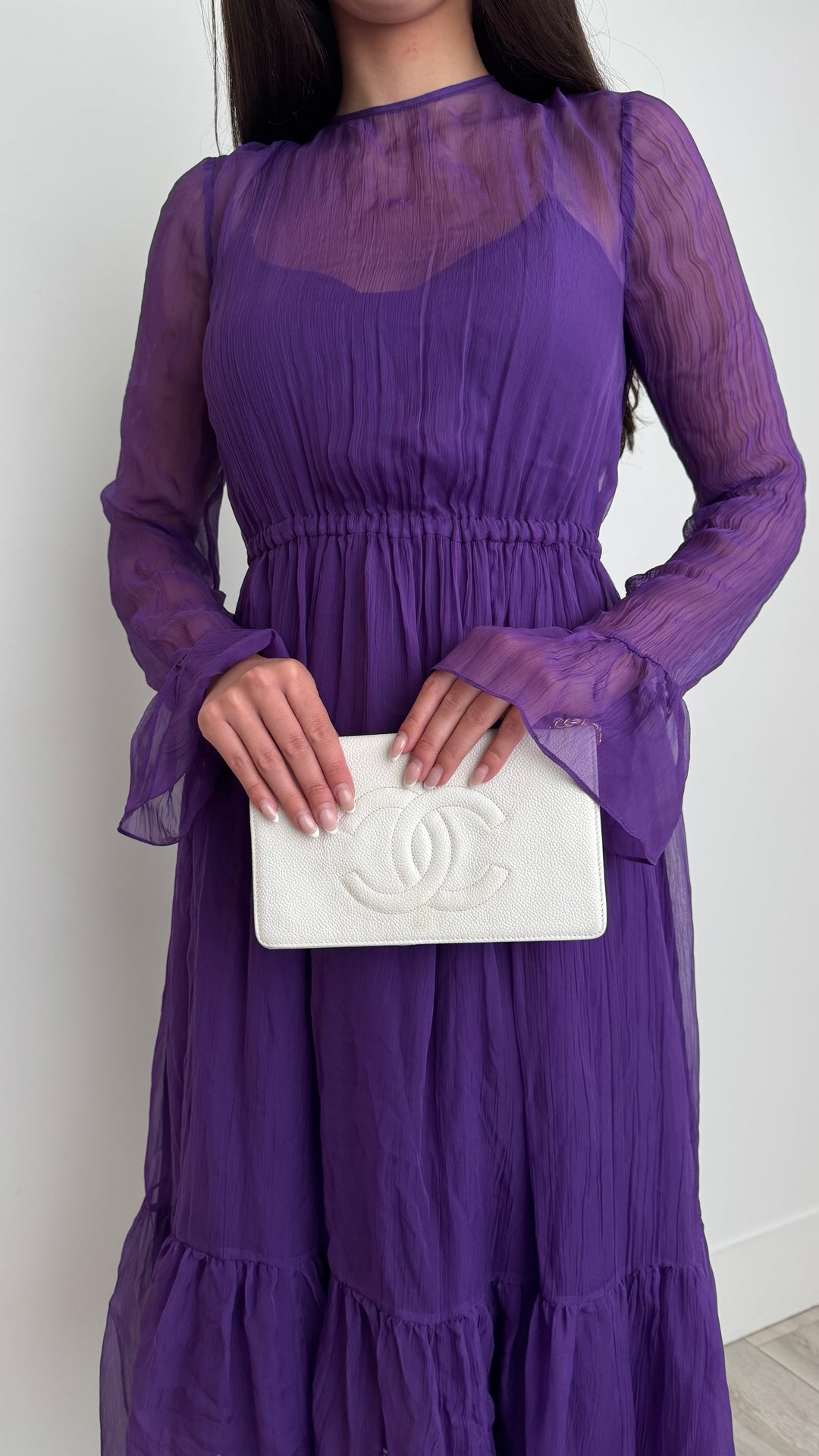 Gucci Purple Silk Chiffon Midi Dress Size 42