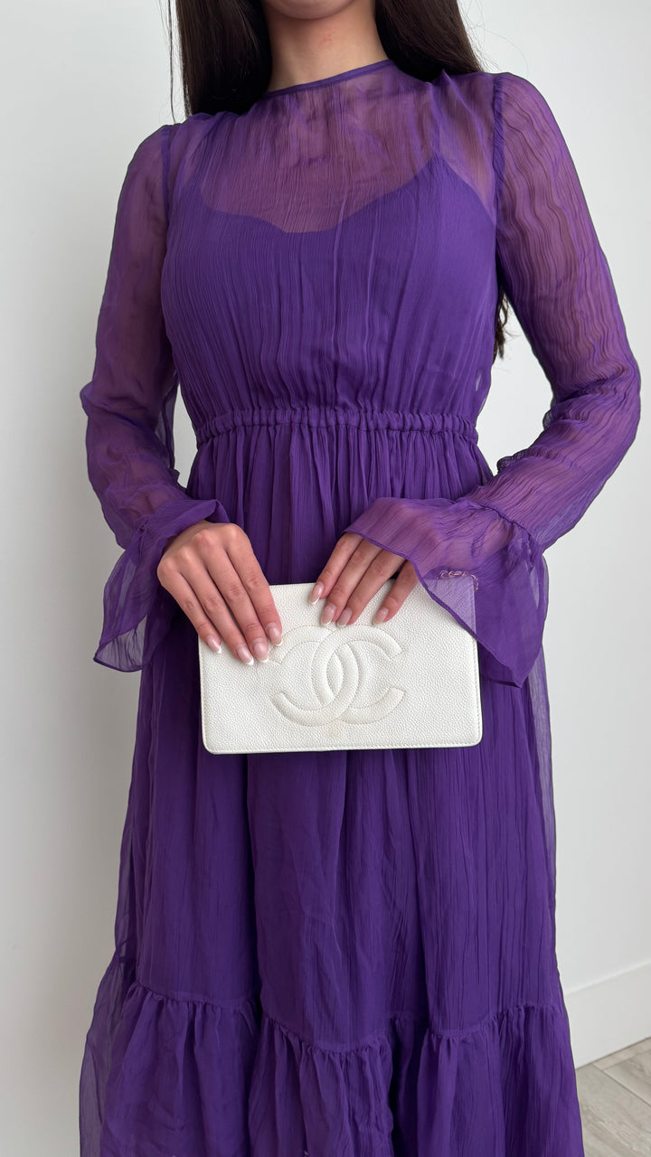 Gucci Purple Silk Chiffon Midi Dress Size 42