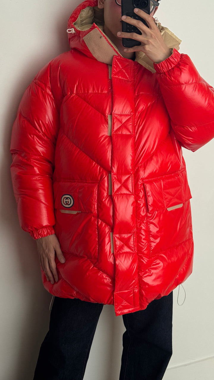Gucci Beige & Orange Reversible Puffer Jacket Size 42