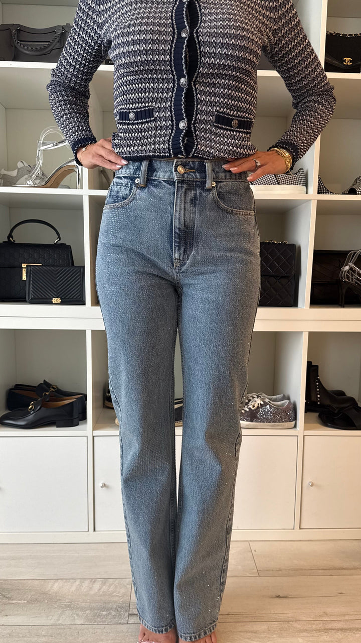 Alexander Wang Straight Cut Crystal Embellished Jeans Size 26