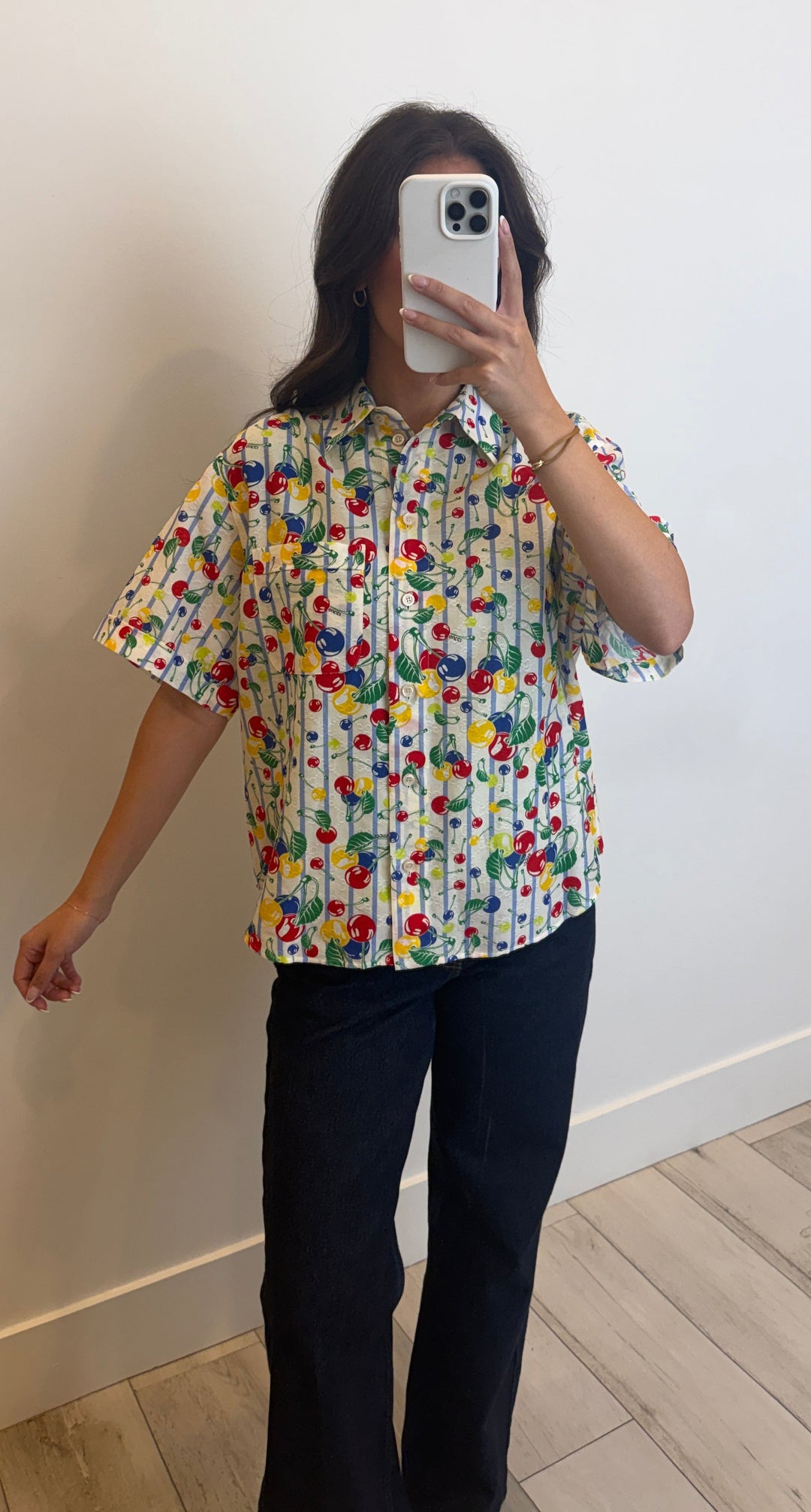 Gucci Cotton Multicolour Stripe and Cherries Print Shirt Size 38