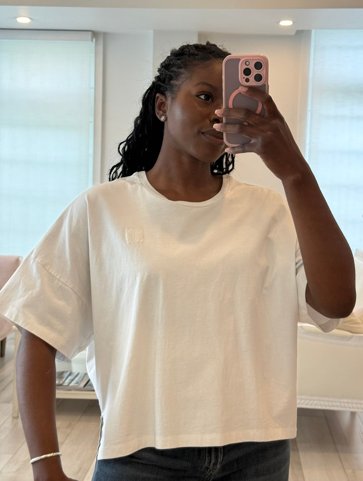 Loewe White Cotton T-Shirt with Anagram Detail Size S