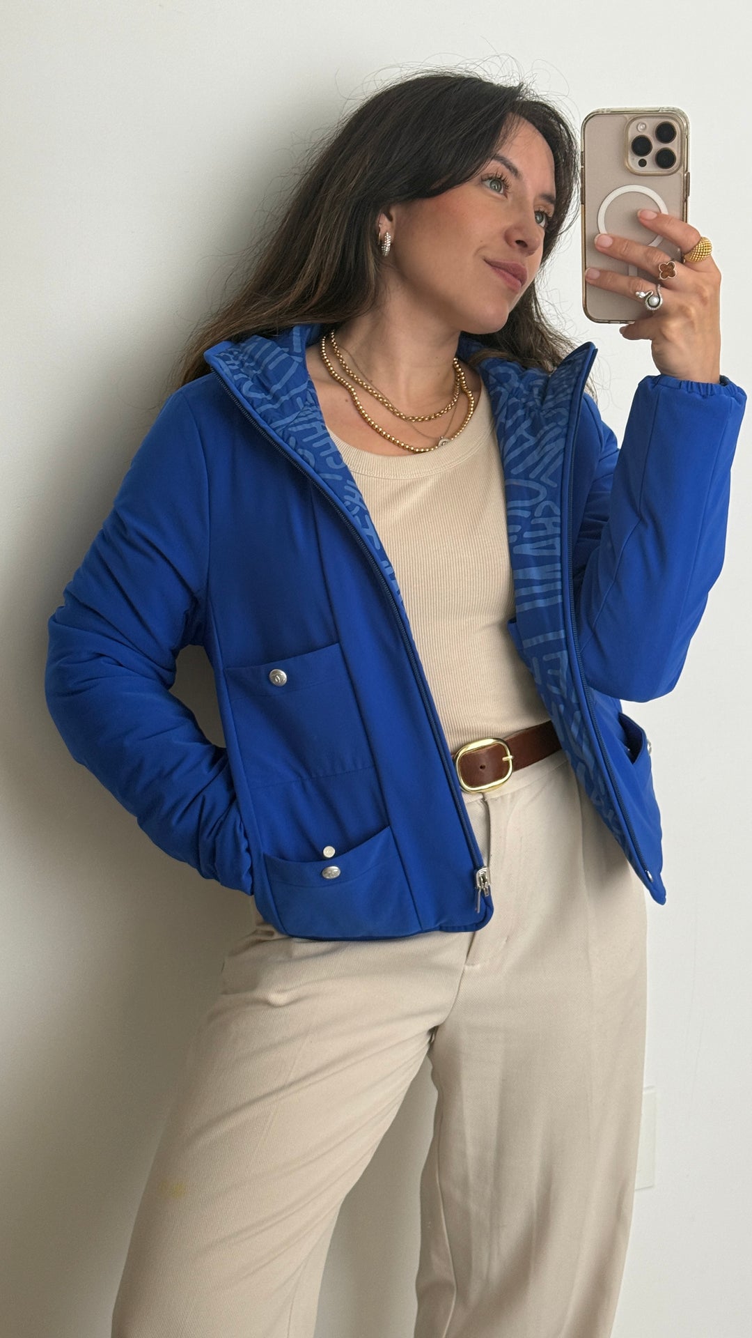 Pre-Loved Chanel™ Blue Reversible Logo Jacket Size 36
