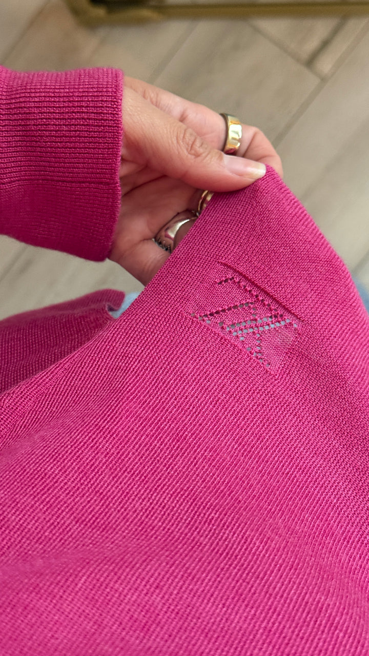 Louis Vuitton raspberry long sleeve knit top size M
