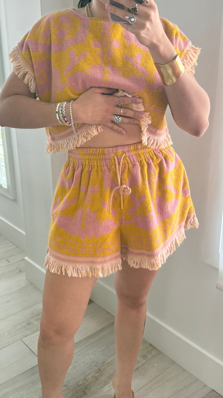 Zimmerman Pink & Mustard Yellow Terry Cloth Two Piece Size S