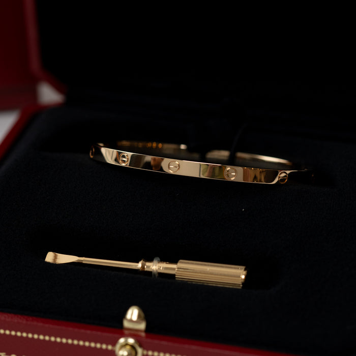 Cartier 18k Gold Small Love Bracelet in box with gold screw driver