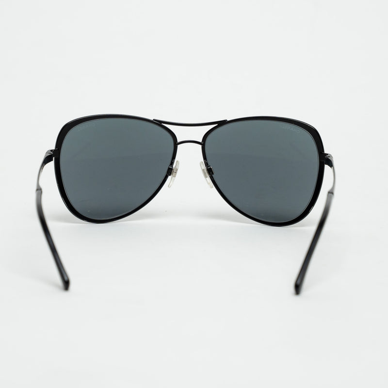 Pre-Loved Chanel™ Black Aviator Sunglasses