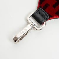 Fendi Red Velvet and Black Leather FF Bag Strap