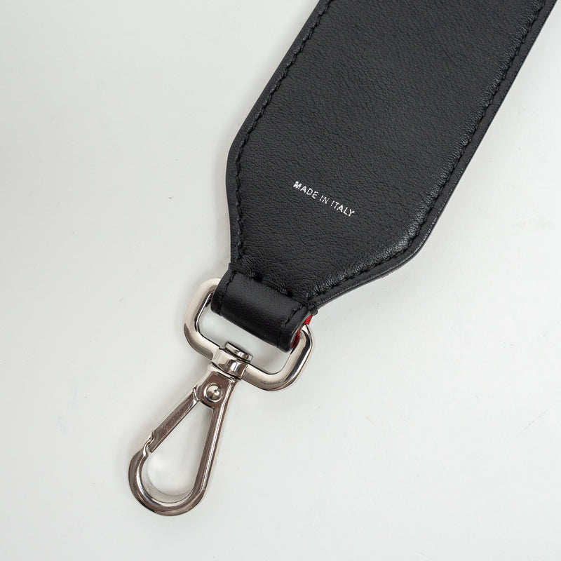 Fendi Red Velvet and Black Leather FF Bag Strap