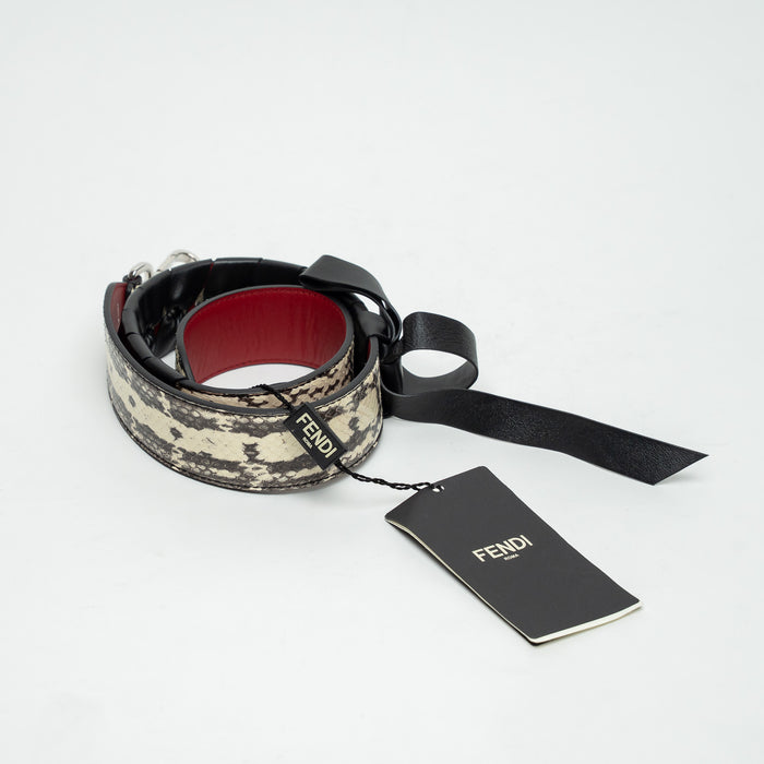 Fendi White and Black Python Leather Bag Strap