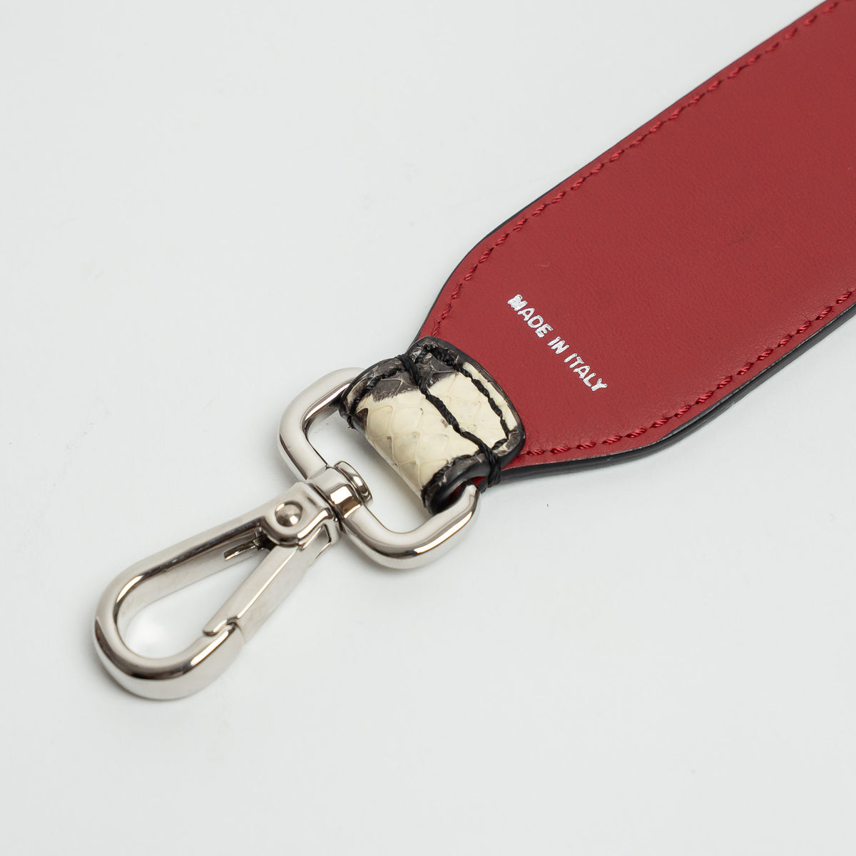 Fendi White and Black Python Leather Bag Strap