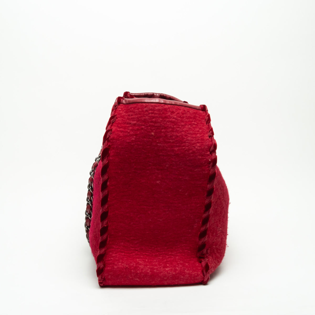 Pre-Loved Chanel ™ Raspberry Red Wool Felt Tote