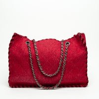Pre-Loved Chanel ™ Raspberry Red Wool Felt Tote