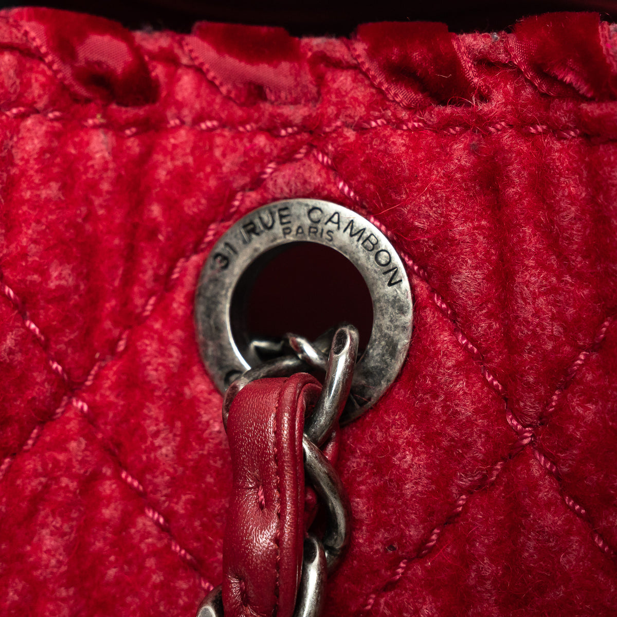 Pre-Loved Chanel ™ Raspberry Red Wool Felt Tote