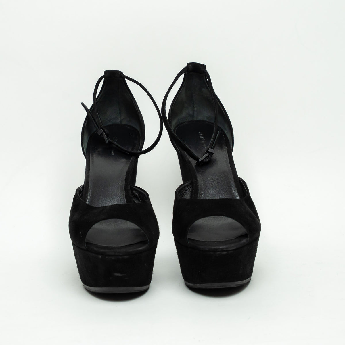 Celine Black Suede Platform Block Heel Pumps Size 40
