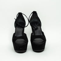 Celine Black Suede Platform Block Heel Pumps Size 40